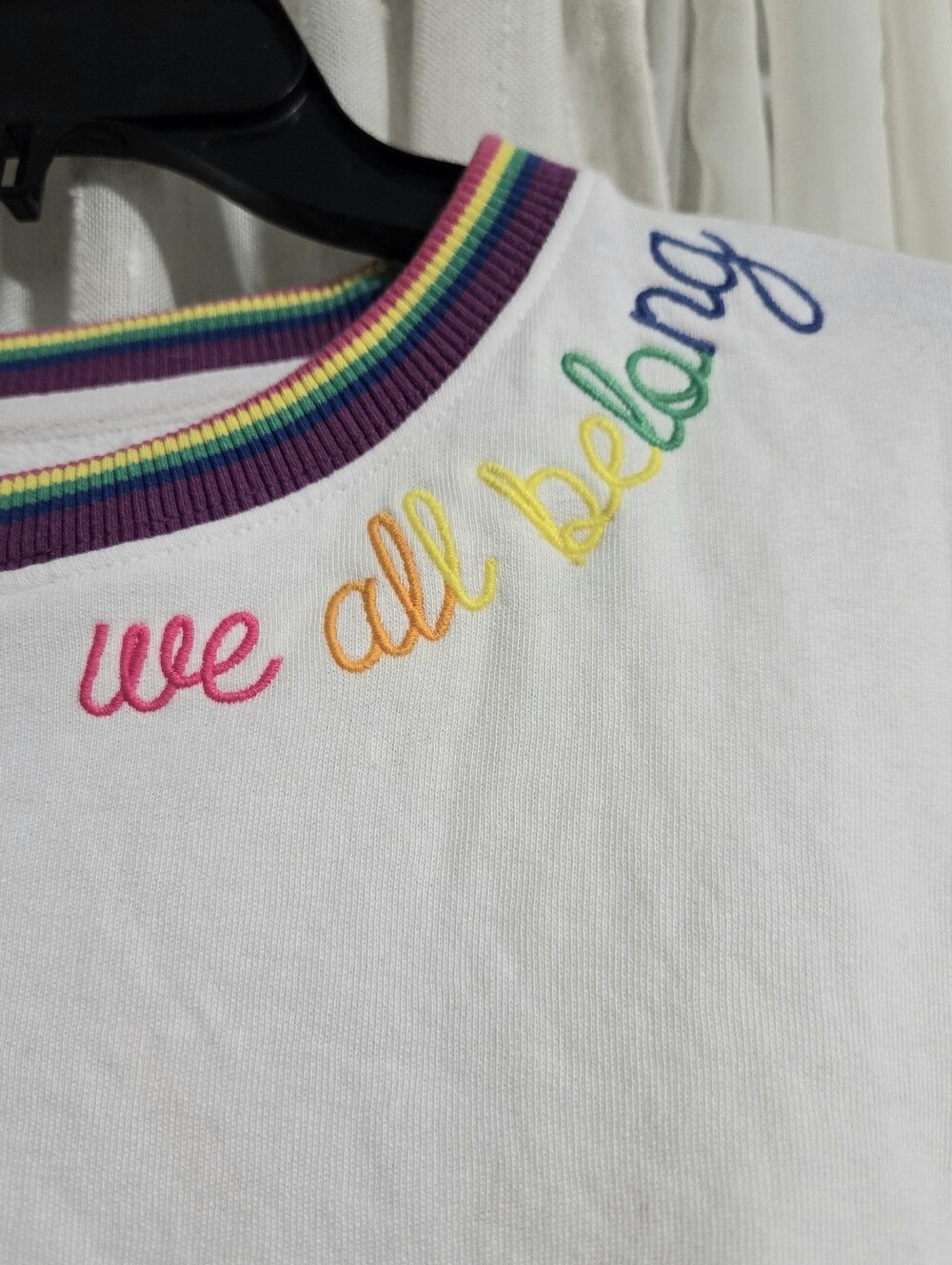 crown & ivy White Pullover with Rainbow Rib Trim - Picture 2 of 4